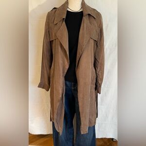 Moth by Anthropology Stylish Carrie Trench Coat in Mocha Brown, Size Small
